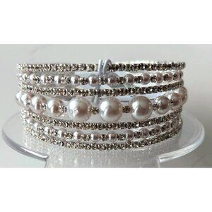 Rhinestone & Faux Pearl Elegant Multi-Layer Bracelet